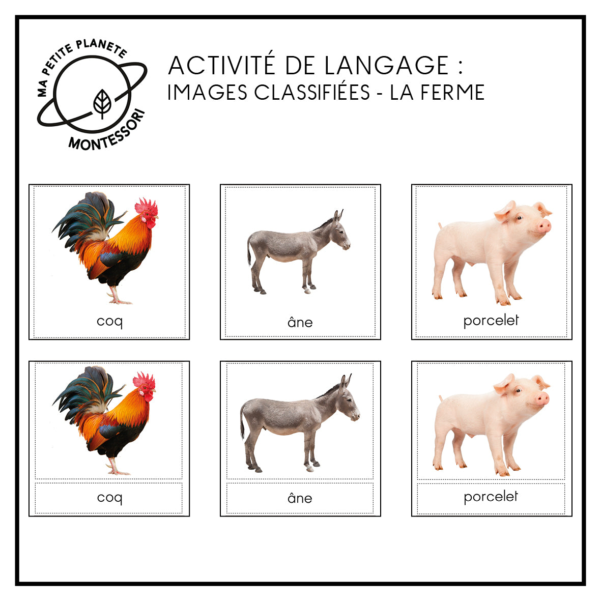 Montessori-klassifizierte Bilder – Der Bauernhof