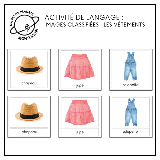 Images classifiées Montessori - Les vêtements