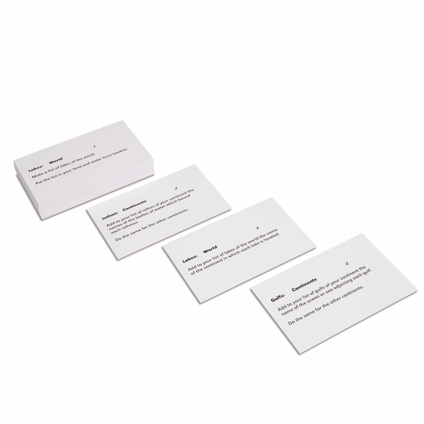 Cartes d'exercices n°2 des formes de la terre et des mers (anglais) - Nienhuis AMI