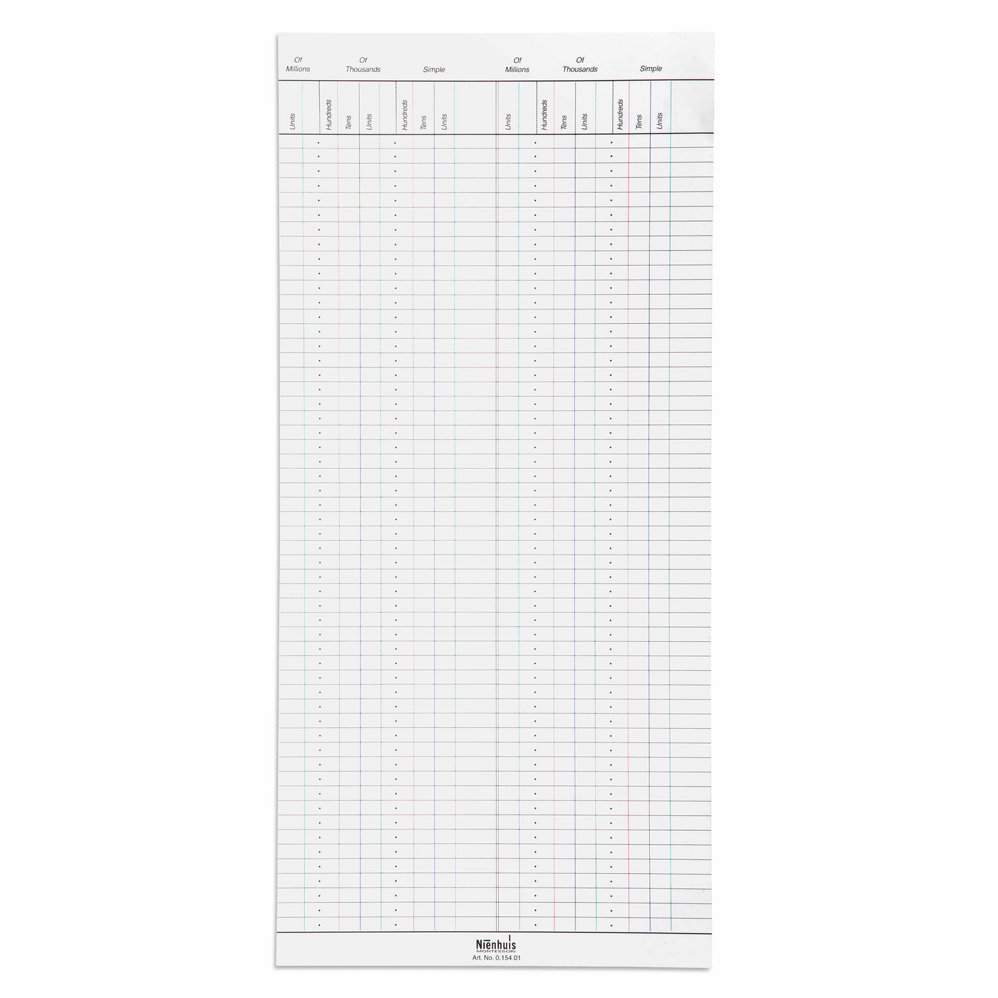 50 feuillets pour travail grand boulier - Nienhuis AMI