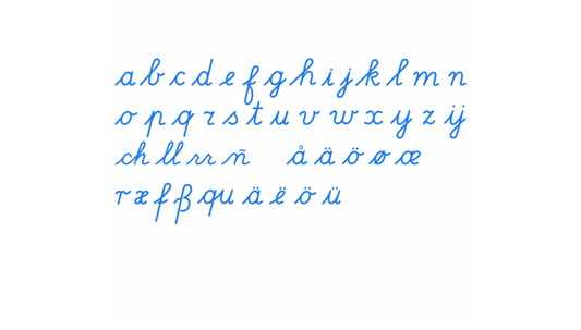 Alphabet mobile moyen : cursif international bleu - Nienhuis AMI