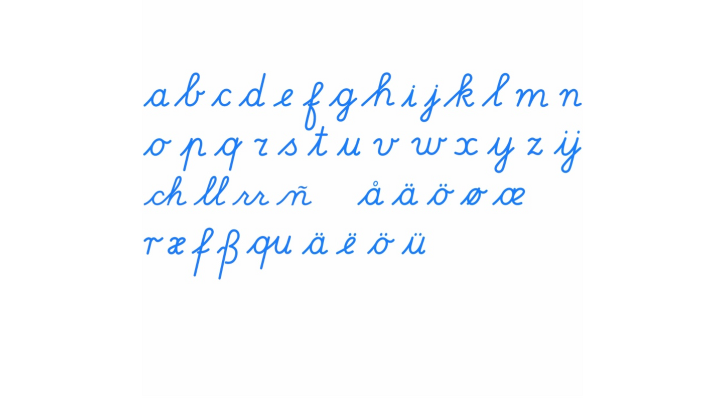 Mittelgroßes bewegliches Alphabet: Blue International Cursive – Nienhuis AMI