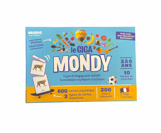 Giga Mondy, cartes de nomenclature Montessori -Observe Montessori