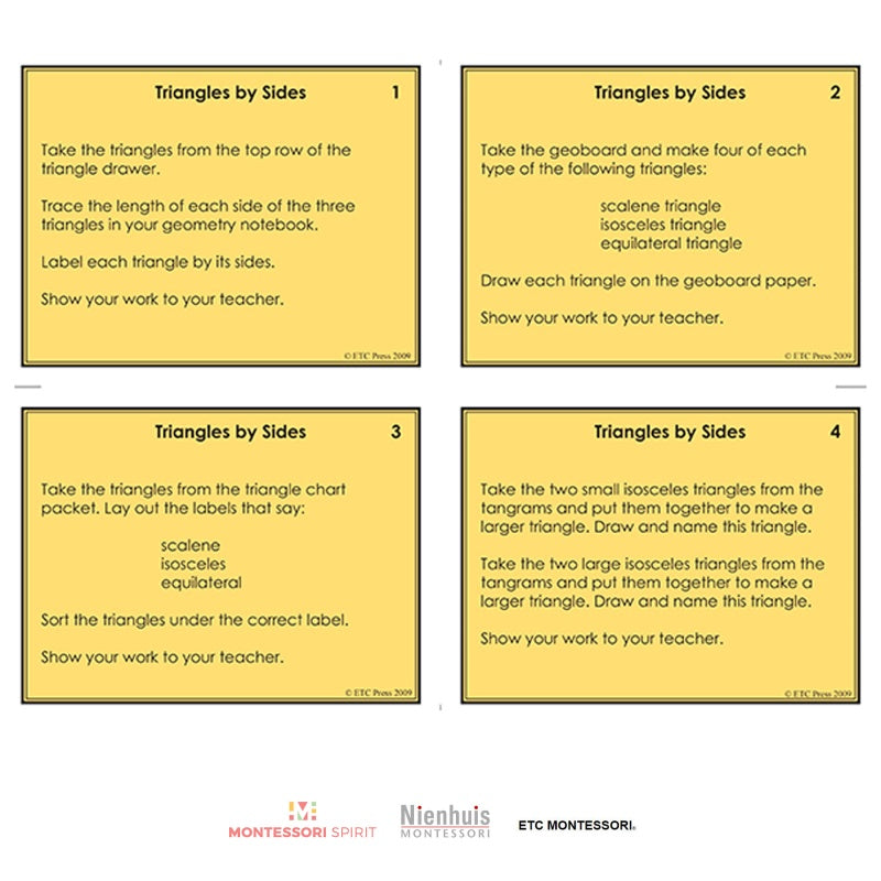 1st level geometry worksheets with table - Nienhuis AMI