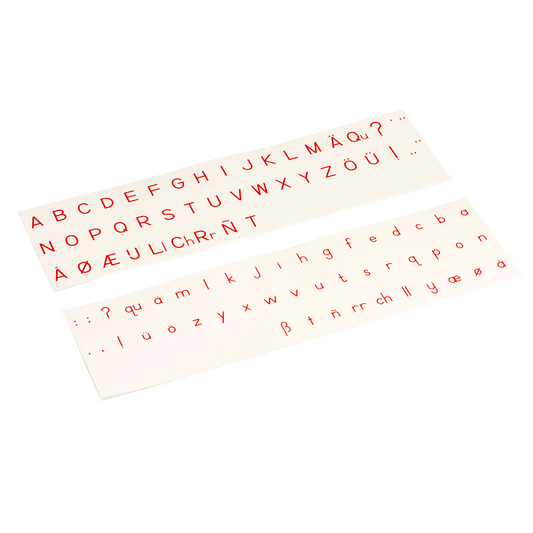 Red script printed alphabet - Nienhuis AMI