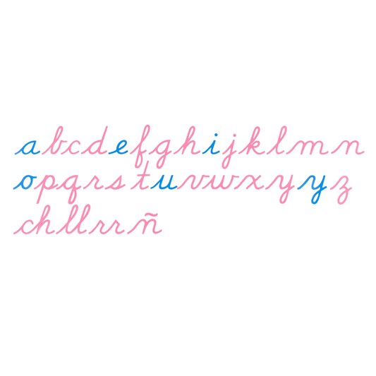 Mobile alphabet in cursive wood: American version - Nienhuis AMI