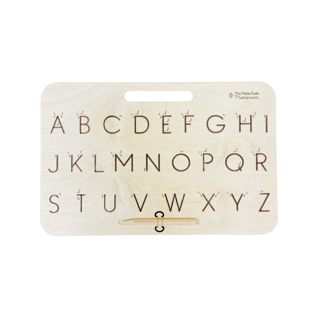 Script capital letters writing tablet