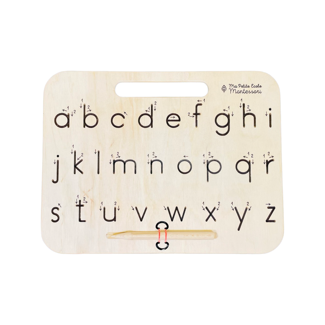 Tablette d'écriture des lettres minuscules scriptes