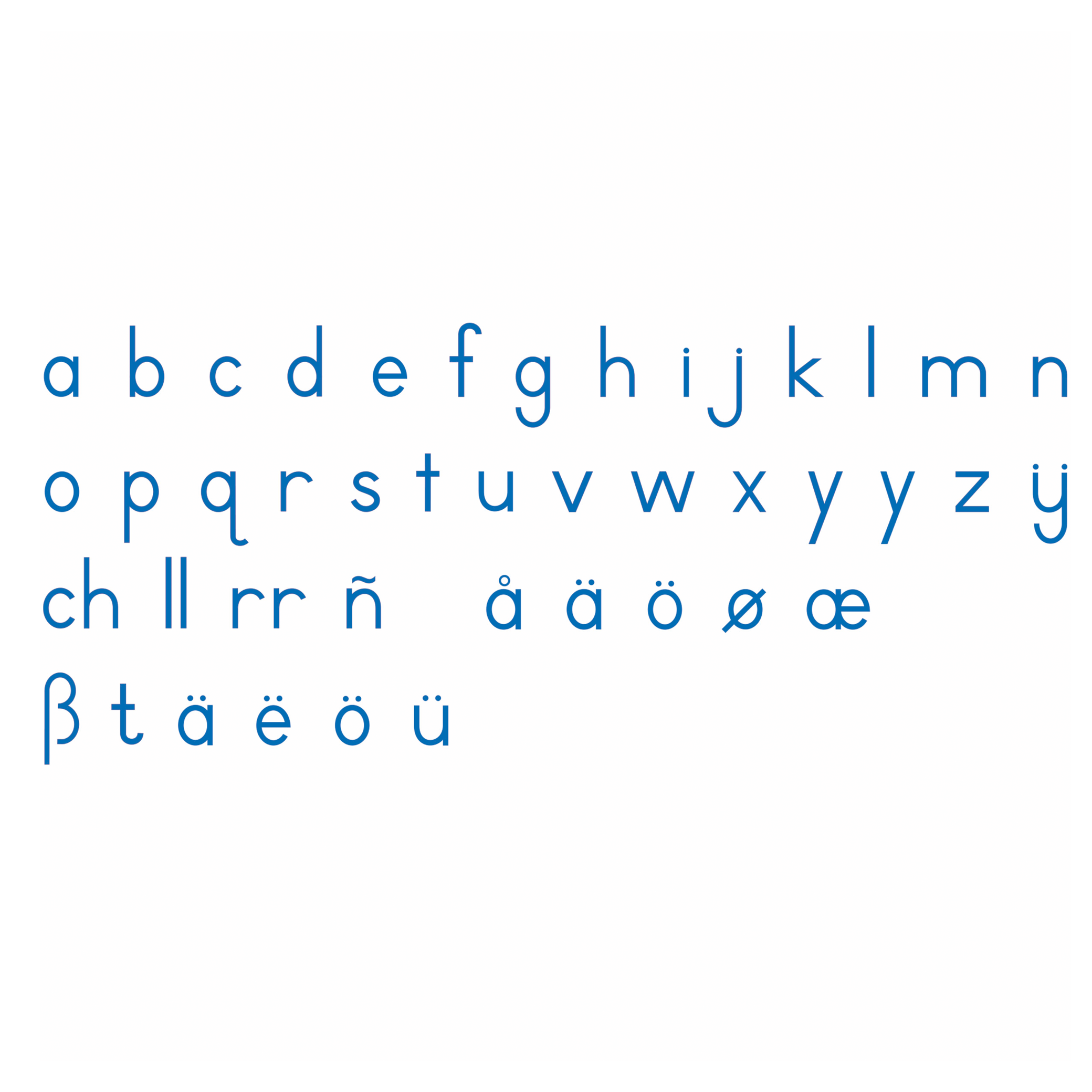 Movable Script Small movable alphabet: international script - Blue - Nienhuis AMI – Ma ...