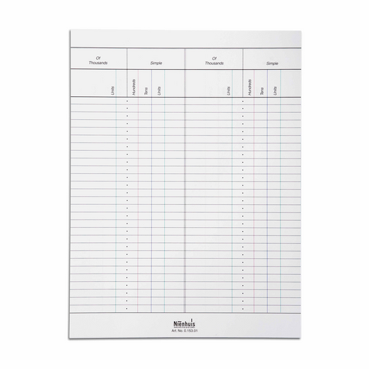 50 feuillets pour travail petit boulier - Nienhuis AMI