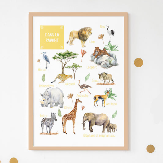 Poster mit Savannentieren