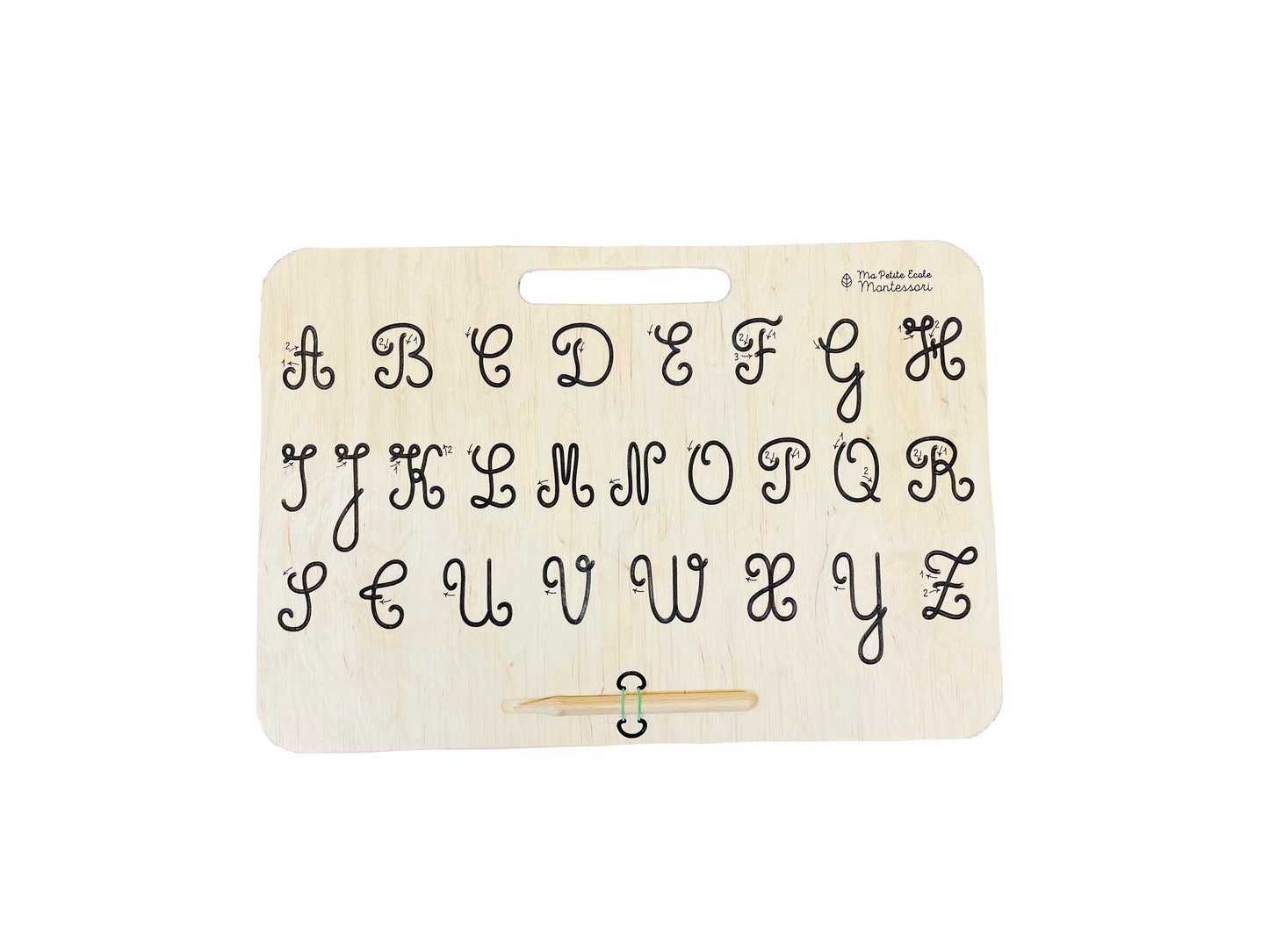 Tablette d'écriture des lettres majuscules cursives
