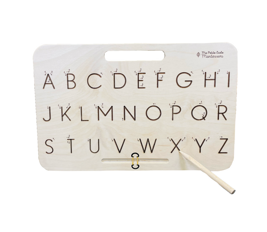 Script capital letters writing tablet