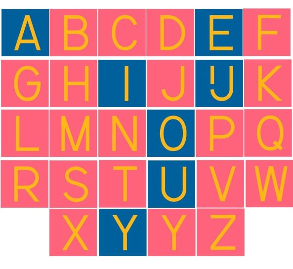 Uppercase rough letters: international version script - Nienhuis AMI