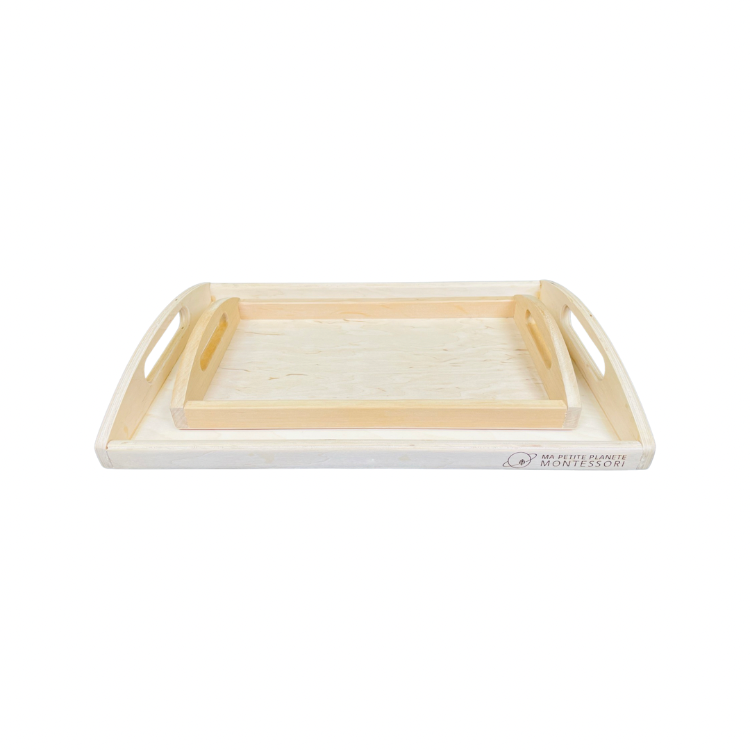 Plateaux d'activité - Lot de deux plateaux en bois (grand et petit)