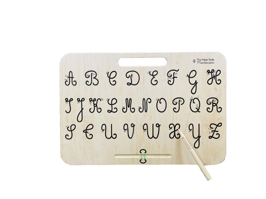 Cursive capital letters writing tablet