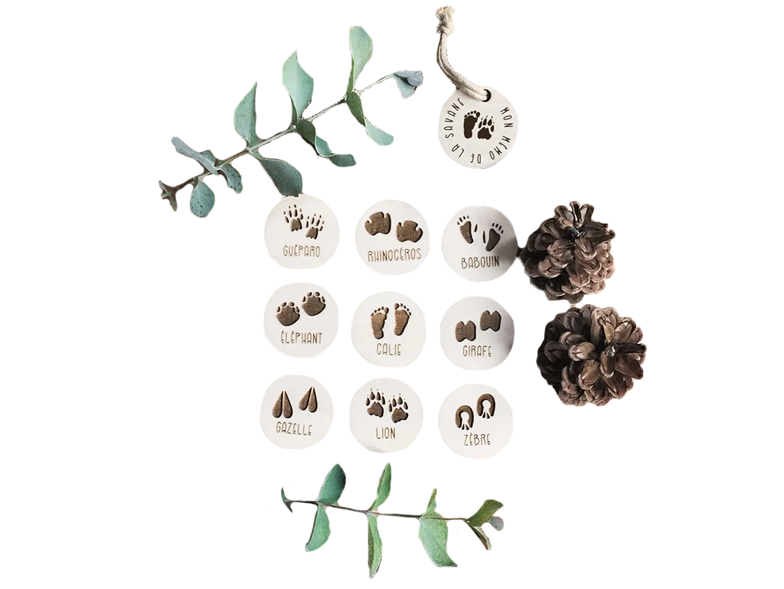 Jeu mémo empreintes d'animaux de la savane